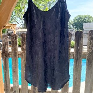 HONERS Intimates Black Chemise Nightgown Soft Stretchy‎ w/ Scalloped Hemline